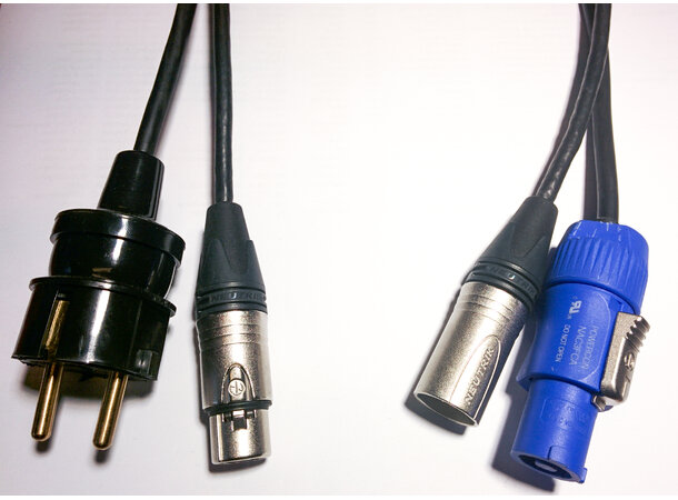 FS Hybrid, Shuko+XLR - Power+XLR - 15m Schuko+XLR Hun - PC Blå+XLR Han